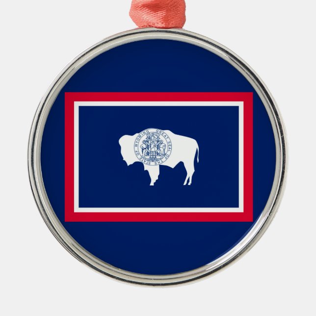 Wyoming State Flag Design Decor Metal Ornament (Front)