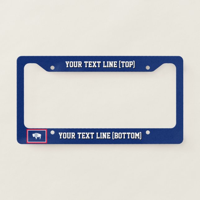 Wyoming State Flag Design on a Personalized License Plate Frame (Front)