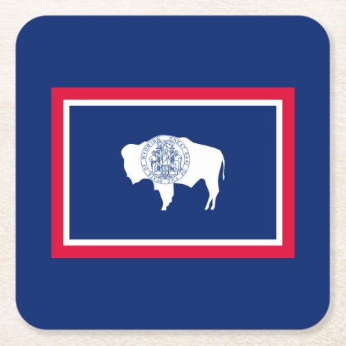 Wyoming State Flag Design Square Paper Coaster