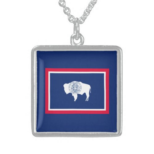 Wyoming State Flag Design Sterling Silver Necklace