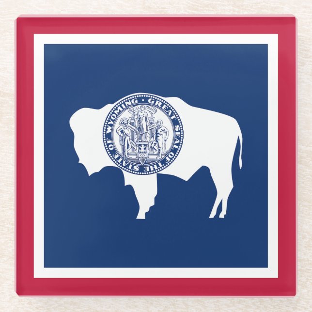 Wyoming State Flag Glass Coaster (Front)