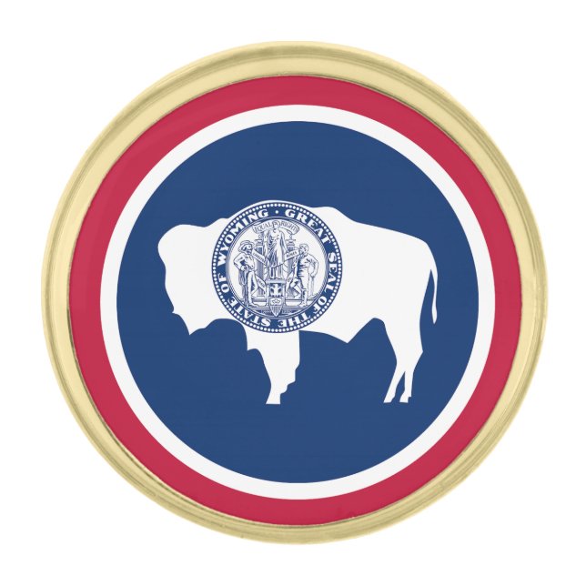 Wyoming State Flag Gold Finish Lapel Pin (Front)