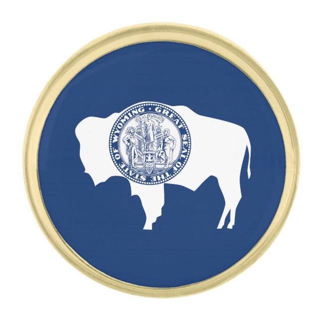 Wyoming State Flag Gold Finish Lapel Pin (Front)