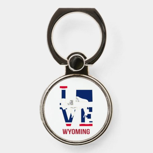 Wyoming state flag love phone ring stand