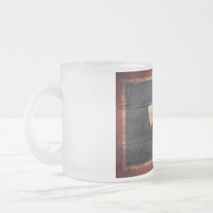 Wyoming State Flag on Old Wood Grain Frosted Glass Coffee Mug