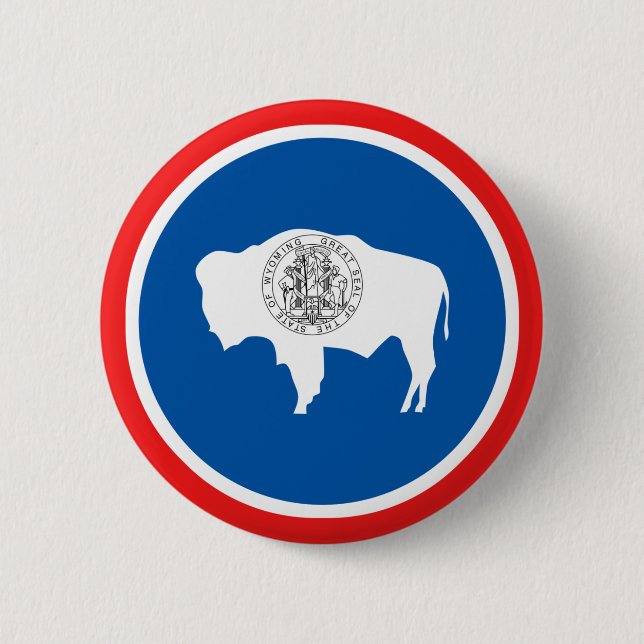 Wyoming State Flag Pinback Button (Front)