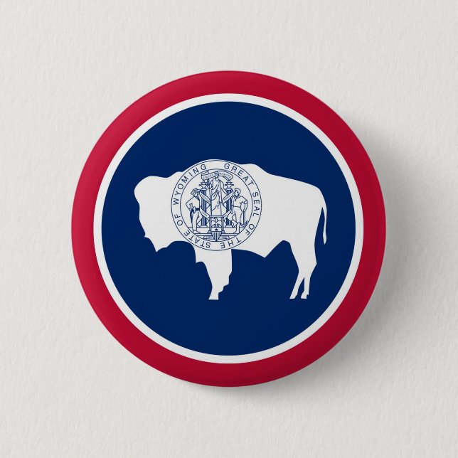 Wyoming State Flag Pinback Button (Front)
