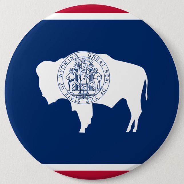 Wyoming State Flag Pinback Button (Front)