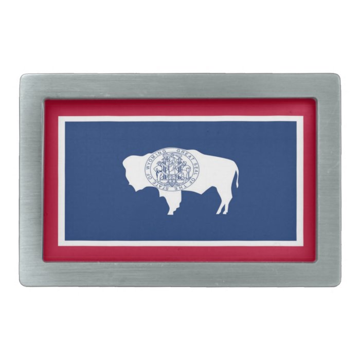 Wyoming State Flag Rectangular Belt Buckles