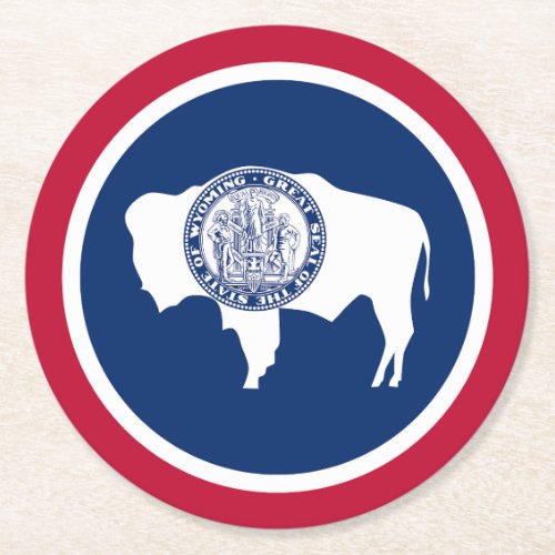 Wyoming State Flag Round Paper Coaster