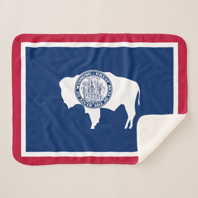 Wyoming State Flag Sherpa Blanket (Front (Horizontal))