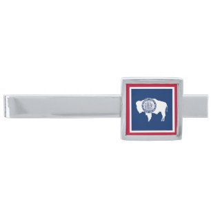 Wyoming State Flag Silver Finish Tie Bar