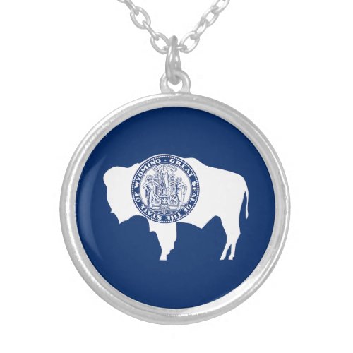 Wyoming State Flag Silver Plated Necklace
