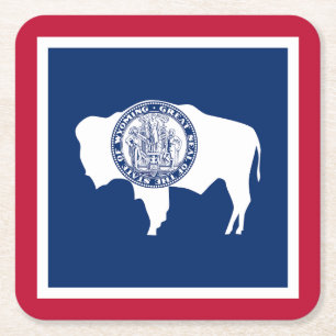 Wyoming State Flag Square Paper Coaster