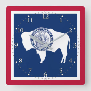 Wyoming State Flag Square Wall Clock