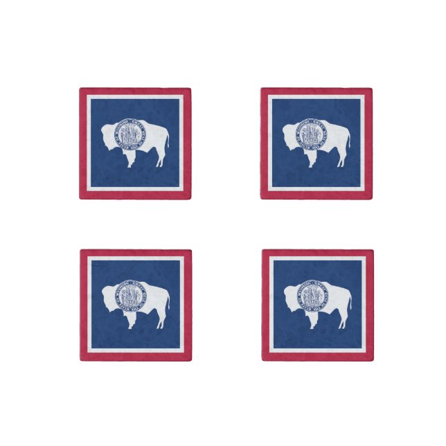 Wyoming State Flag Stone Magnet (Front)