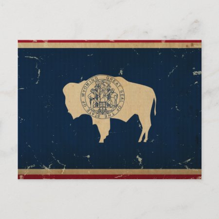 Wyoming State Flag Vintage Postcard