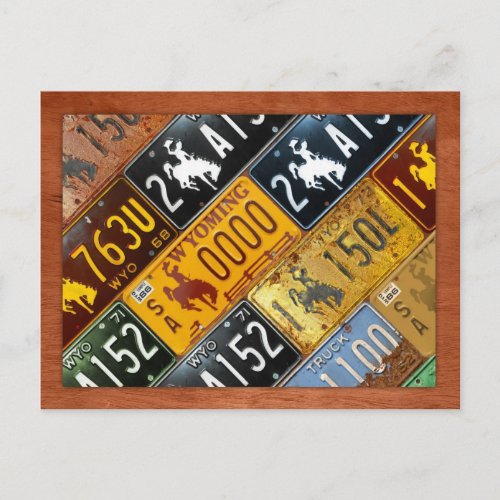 Wyoming State License Plate Map by Design Turnpike Postcard