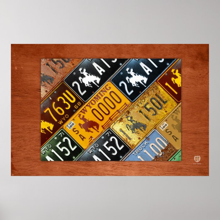 Wyoming State License Plate Map by Design Turnpike Print