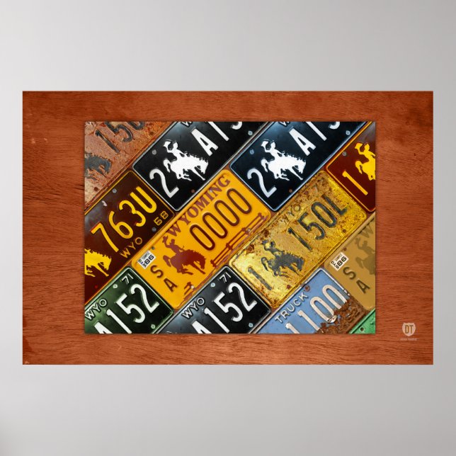Wyoming State License Plate Map by Design Turnpike Poster (Front)