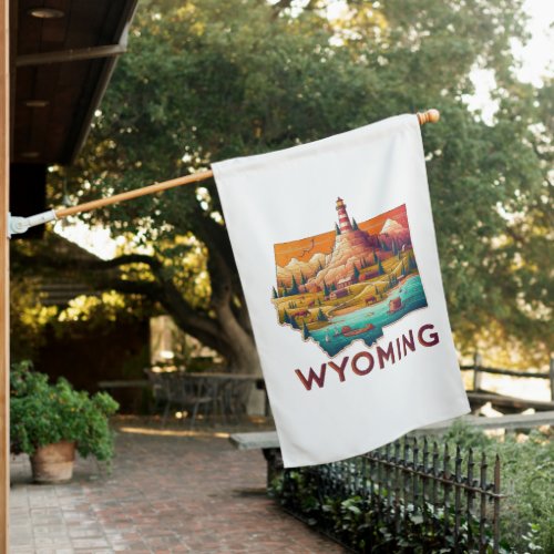 Wyoming state patriotic American map July 4 House Flag