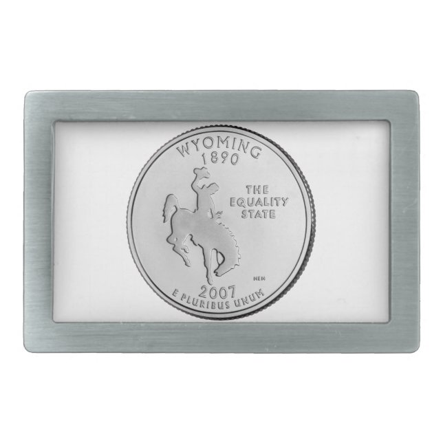 Wyoming State Quarter Rectangular Belt Buckle (Front)