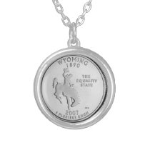 Wyoming State Quarter Silver Plated Necklace