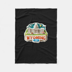 Wyoming Sticker  Fleece Blanket