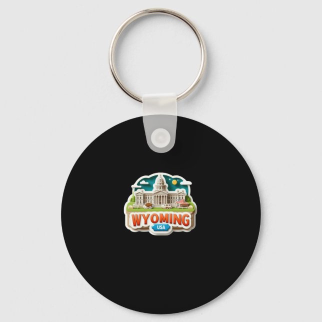 Wyoming Sticker  Keychain (Front)