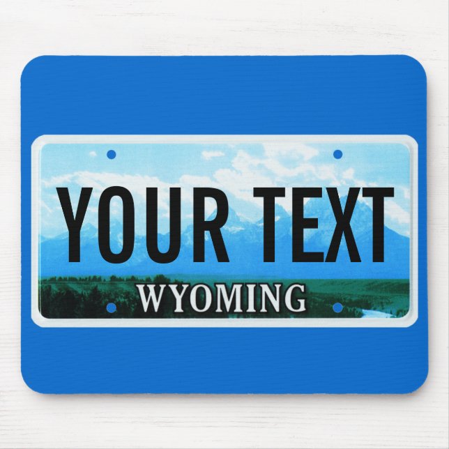 Wyoming Tetons license plate mouse pad (Front)