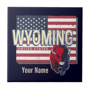 Wyoming United States Retro State Map Vintage USA Ceramic Tile