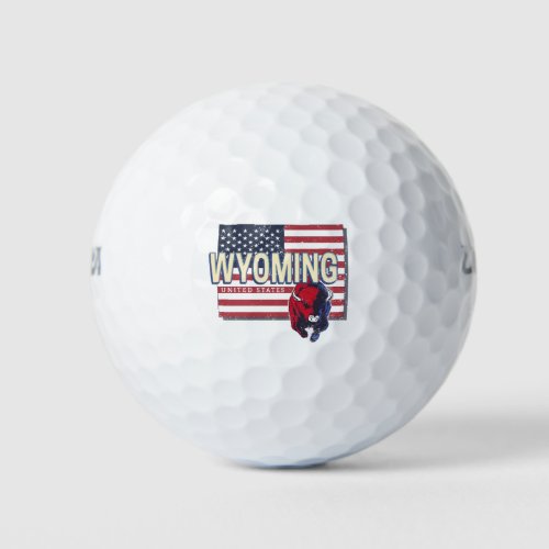 Wyoming United States Retro State Map Vintage USA Golf Balls