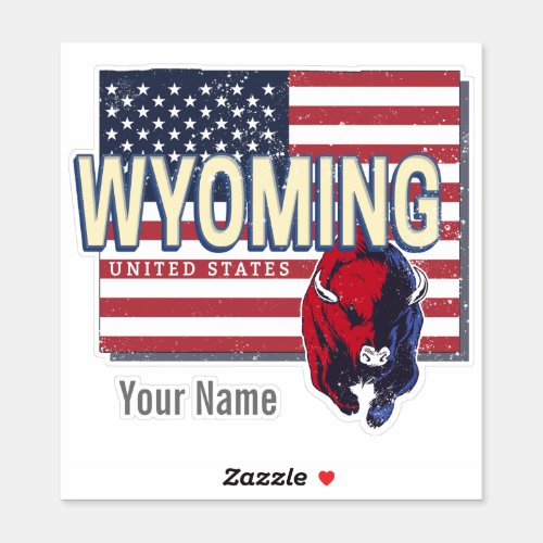 Wyoming United States Retro State Map Vintage USA Sticker