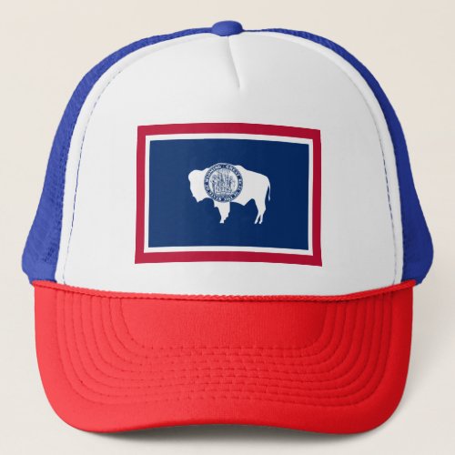 Wyoming USA Flag Buffalo Bisen  Trucker Hat