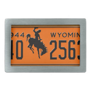 Wyoming Vintage License Plate 1944 Buckle Rectangular Belt Buckle