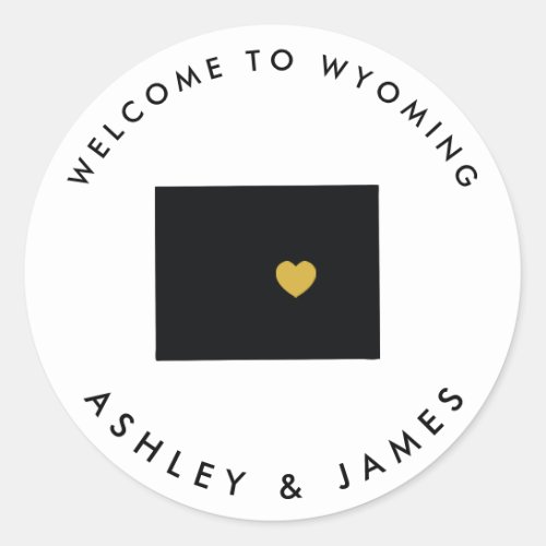 Wyoming Wedding Welcome Sticker Tag Gold