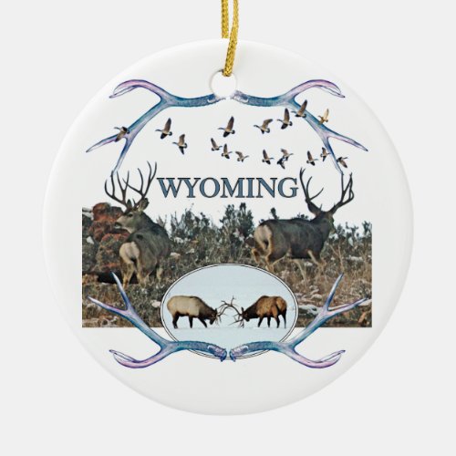 WYOMING wildlife Ceramic Ornament