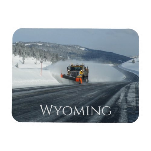 Wyoming Winter Highway Snow Plow  Magnet