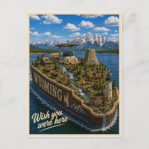 Wyoming Wish You Were Here State Series Postcard