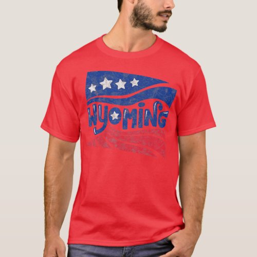 Wyoming WY The Cowboy State National Parks US Flag T_Shirt