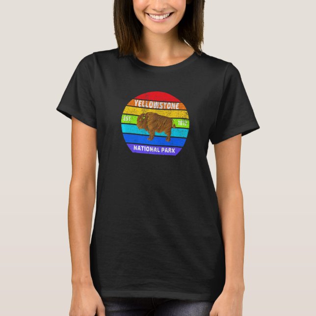 Wyoming Yellowstone National Park Souvenir Bison B T-Shirt (Front)