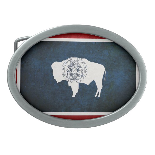 Wyomingite Flag Oval Belt Buckle (Front)