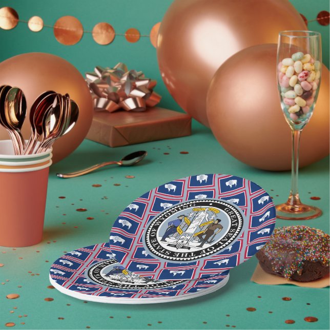 Wyomingite Flag & Seal, Wyoming Paper Plates (Multi)