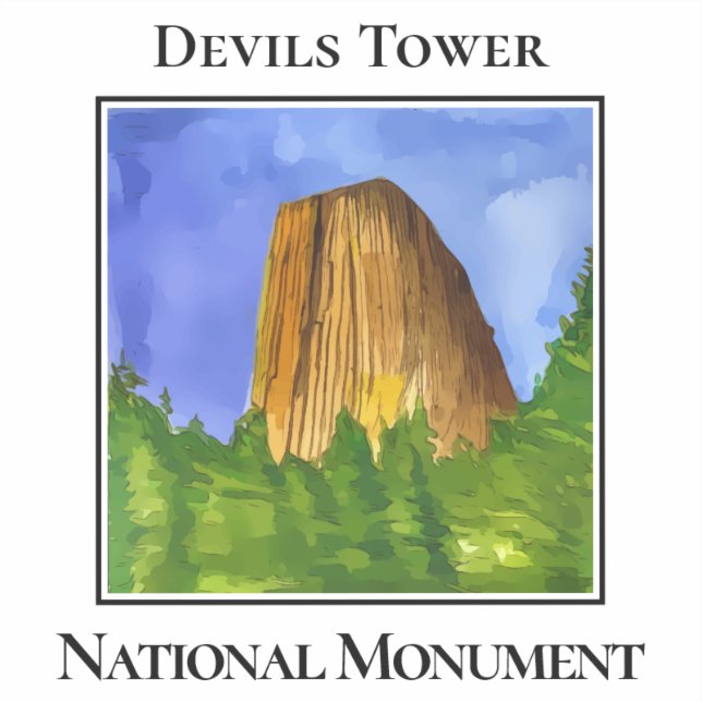 Wyoming's Iconic Monolith, Devils Tower Sticker (Front)