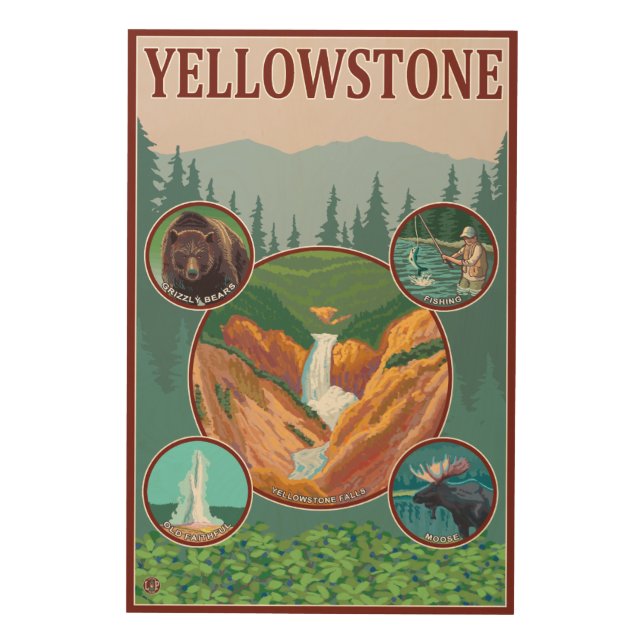WyomingYellowstone Collage Wood Wall Decor (Front)