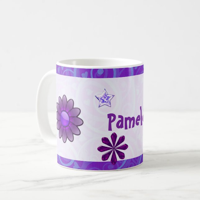 Wysteria Jeweled 3D ADD YOUR NAME Coffee Mug (Front Left)