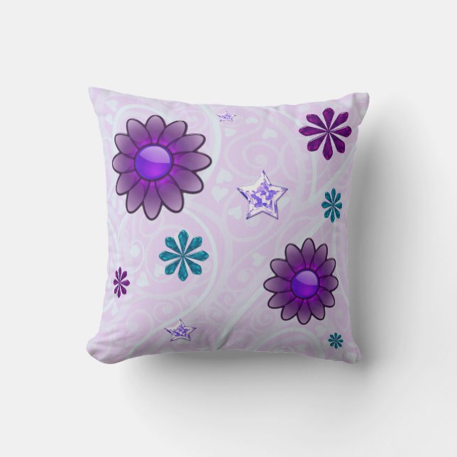 Wysteria Jeweled 3D Throw Pillow (Front)