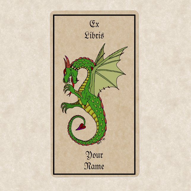 Wyvern Bookplate (Wyvern Bookplate on Old Paper)