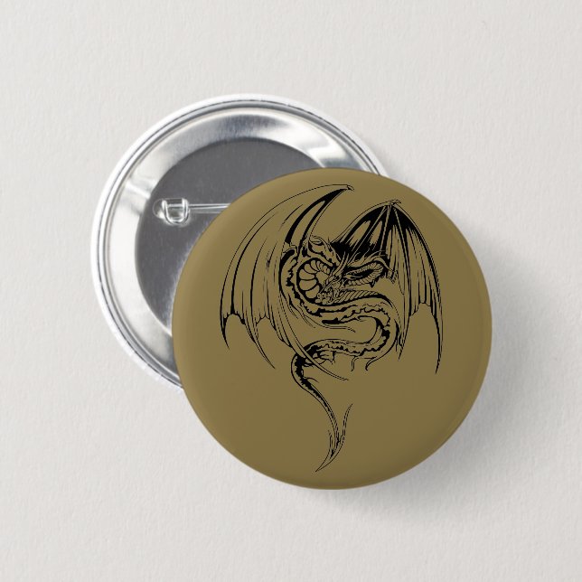 Wyvern Dragon Are Fantasy Mythical Creatures Button (Front & Back)