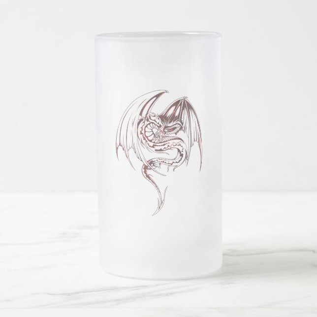 Wyvern Dragon Are Fantasy Mythical Creatures Frosted Glass Beer Mug (Center)